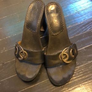 Tribeca black buckle strap heels